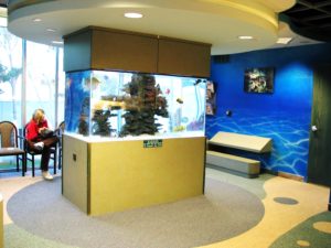 Aquarium in the middle of a waiting room
